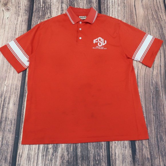 Vintage Fresno State University Bulldogs Polo Shirt Print Ons FSU Mens Red XL - Picture 1 of 10